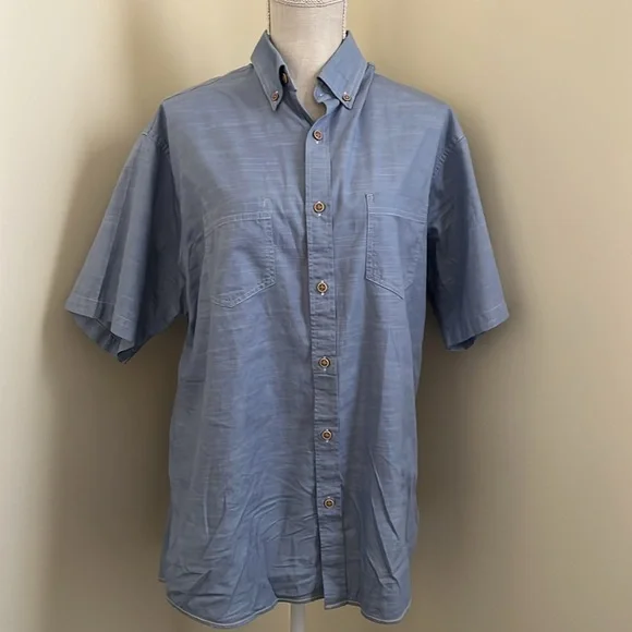 Roundtree & Yorke Blue Casual Button Down Shirt - Picture 5 of 13